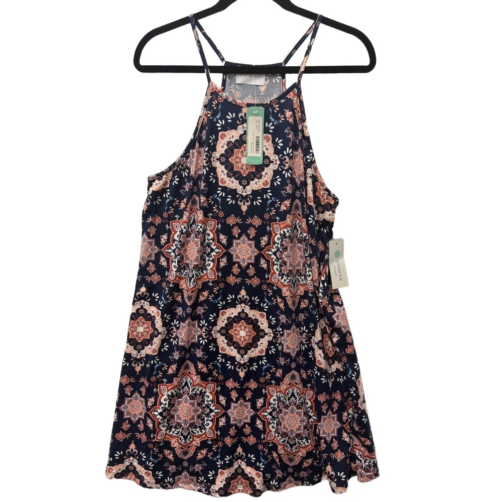 NWT French Grey Stitch Fix‎ Multicolor Floral Paisley Fabric Midi Dress XL